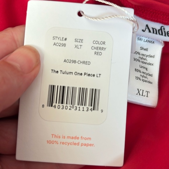 Andie The Tulum One Piece LT Swimsuit Cherry Red size XL Tall NWT - Picture 7 of 7